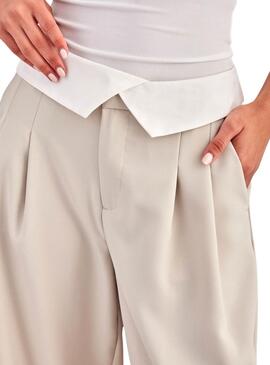 Pantalón Only Diane Fold Down Beige Para Mujer