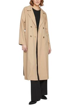 Trench Vila Vijancine Largo Beige Para Mujer
