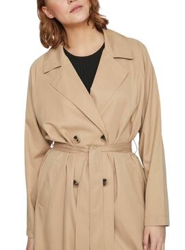 Trench Vila Vijancine Largo Beige Para Mujer