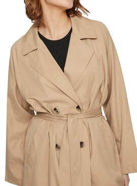Trench Vila Vijancine Largo Beige Para Mujer