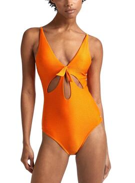  Bañador Pepe Jeans Wave Knot naranja para mujer  