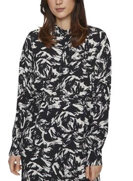 Vestido Vila Viboa Blanco y Negro Para Mujer