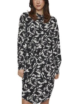 Vestido Vila Viboa Blanco y Negro Para Mujer