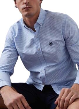 Camisa Altonadock cuadros vichy azul y blanco para hombre