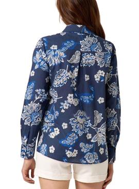 Camisa Naf Naf estampado floral azul marino para mujer