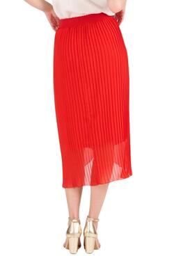 Falda plisada Naf Naf Nora roja para mujer