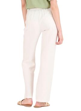 Pantalón satinado Naf Naf Marbel blanco para mujer