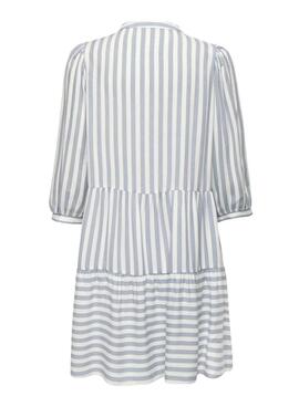 Vestido Only Kaya 3/4 Puff estampado de rayas blanco para mujer