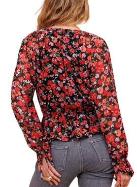 Camisa Naf Naf Disty estapado de flores rojo para mujer