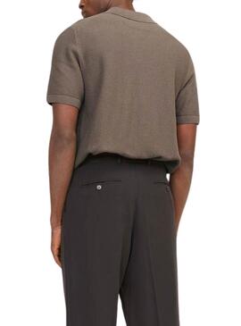 Polo Jack and Jones Blusandri punto marrón para hombre