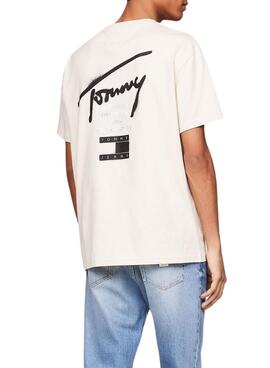 Camiseta Tommy Jeans graffiti beige para hombre