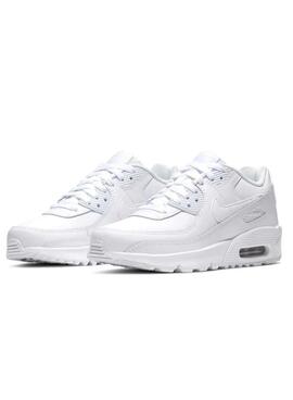 Zapatillos Nike Air Max 90 blanco de piel para niño y niña