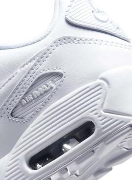 Zapatillos Nike Air Max 90 blanco de piel para niño y niña