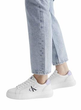 Zapatillas Calvin Klein Jeans Chunky cupsole blanco y lila para mujer