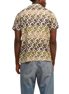Camisa Jack and Jones Blu flores verde para hombre