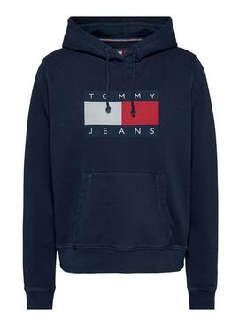 Sudadera Tommy Jeans Reg Flag marino para hombre