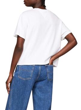Camiseta Tommy Jeans Flag blanco para mujer