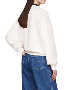 Sudadera Tommy Jeans Crew Flag blanco para mujer