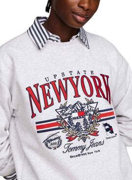 Sudadera Tommy Jeans Vintage gris para mujer