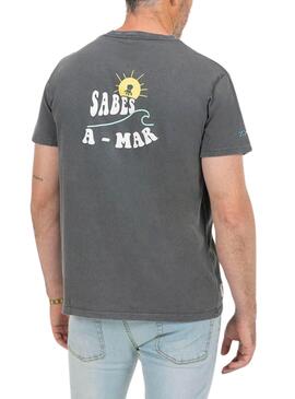 Camiseta El Pulpo Sabes A Mar carbón para hombre