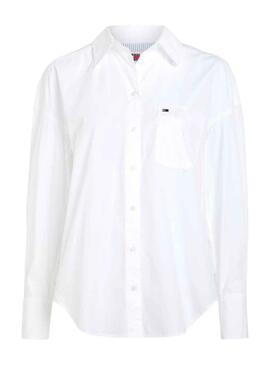 Camisa Tommy Jeans Script  blanco para mujer 