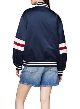 Cazadora bomber Tommy Jeans Letterman azul para mujer