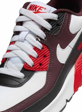 Zapatillas Nike Air Max 90 blanco y rojo para niño