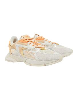 Zapatillas Lacoste L003 beige y coral para hombre