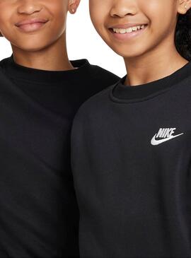 Sudadera Nike Club Fleece negro para niña y niño