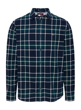 Camisa Tommy Jeans Check Flannel verde y azul para hombre