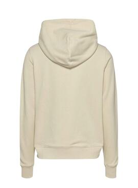 Sudadera Tommy Jeans Essential logo con capucha beige para mujer