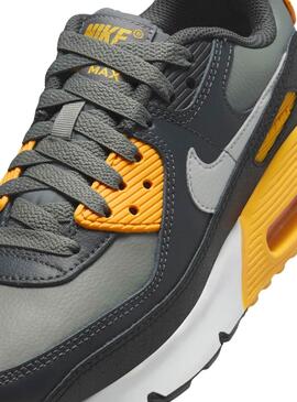 Zapatillas Nike Air Max 90 gris y amarillo para niño
