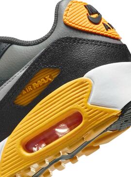 Zapatillas Nike Air Max 90 gris y amarillo para niño