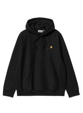 Sudadera Carhartt American Script con capucha negro para hombre