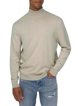 Jersey Only and Sons Wyler cuello vuelto beige para hombre