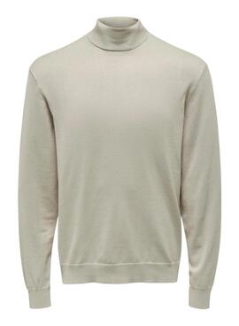 Jersey Only and Sons Wyler cuello vuelto beige para hombre