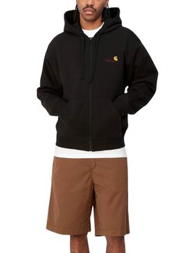 Sudadera Carhartt American Script cremallera negro para hombre