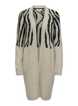 Chaqueta de punto Only Jade zebra beige para mujer
