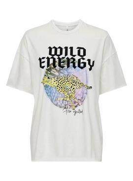 Camiseta Only Lucy Wild Energy blanco para mujer