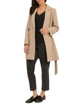 Abrigo Naf Naf con cinturón beige para mujer