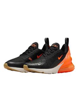 Zapatillas Nike Air Max 270 Big Kids negro y naranja