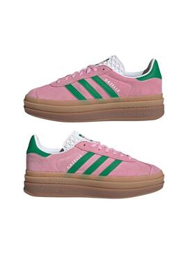 Zapatillas Adidas Gazelle Bold rosa y verde para mujer