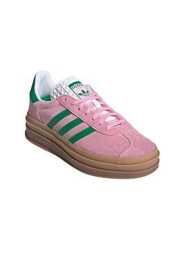 Zapatillas Adidas Gazelle Bold rosa y verde para mujer