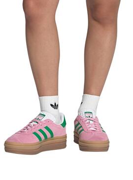 Zapatillas Adidas Gazelle Bold rosa y verde para mujer