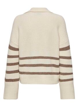 Jersey Only Monna A Rayas Beige para mujer
