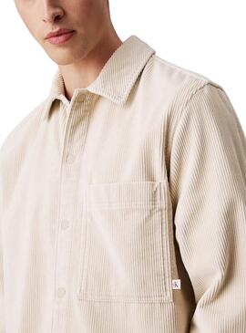 Sobrecamisa Calvin Klein Jeans beige de pana para hombre