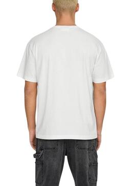 Camiseta Only and Sons Derek Relaxed blanco para hombre