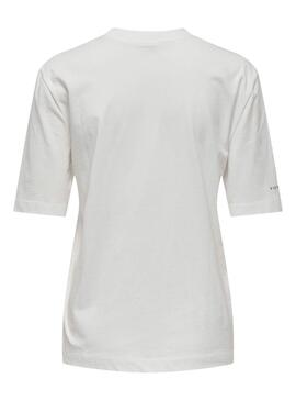 Camiseta Only Carol Art blanco y azul para mujer