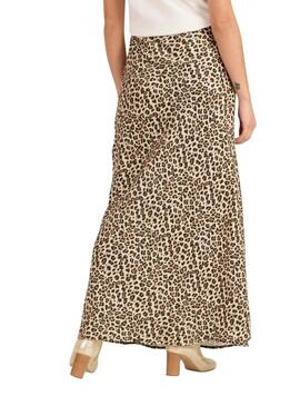 Falda Naf Naf leopardo larga para mujer