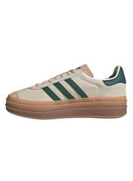 Zapatillas Adidas Gazelle Bold beige y verde para mujer